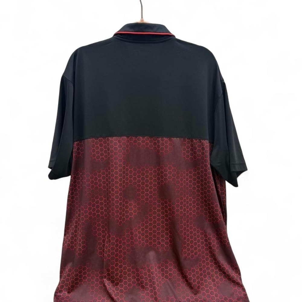 2XLT The Foundry Supply Co. Men's Performance Polo Shirt Black & Red HoneycomB - Picture 4 of 4